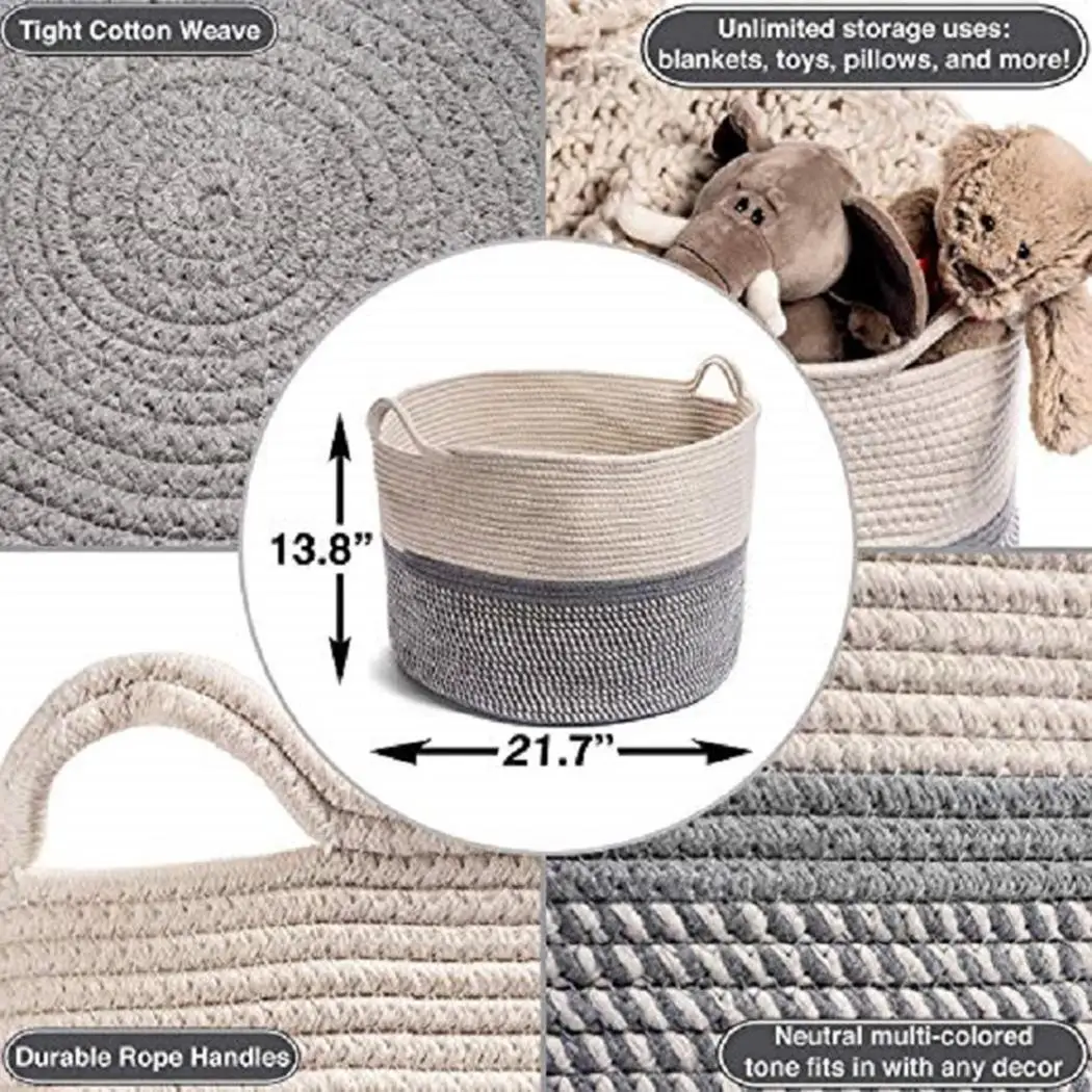 Multi-function Large Cotton Rope Woven Storage Basket for Clothes Toys | Дом и сад