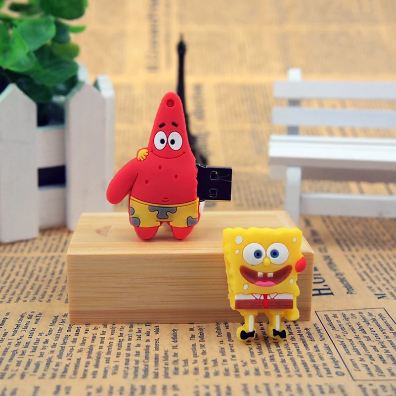 2017 New arrival cute SpongeBob USB Flash drive 128mb/4gb/8gb/16gb/32gb/64gb pen real capacity usb2.0 cartoon memory stick | Компьютеры и