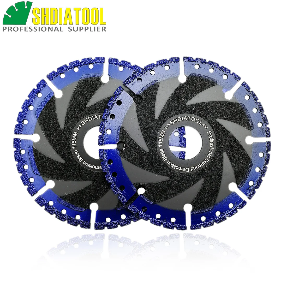 

SHDIATOOL 2pcs 115mm Vacuum Brazed Diamond cutting disc for All Purpose For stone iron steel 4.5" Demolition saw Blade