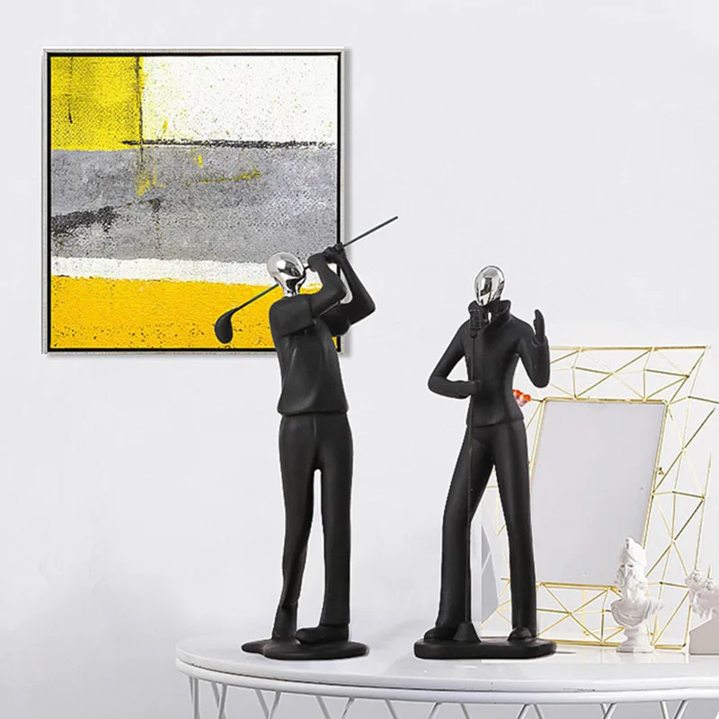 

Creative Sport Figures Statue Home Decoration Accessories for Living Room Sculpture Nordic Simple Black and White Art Craft Gift