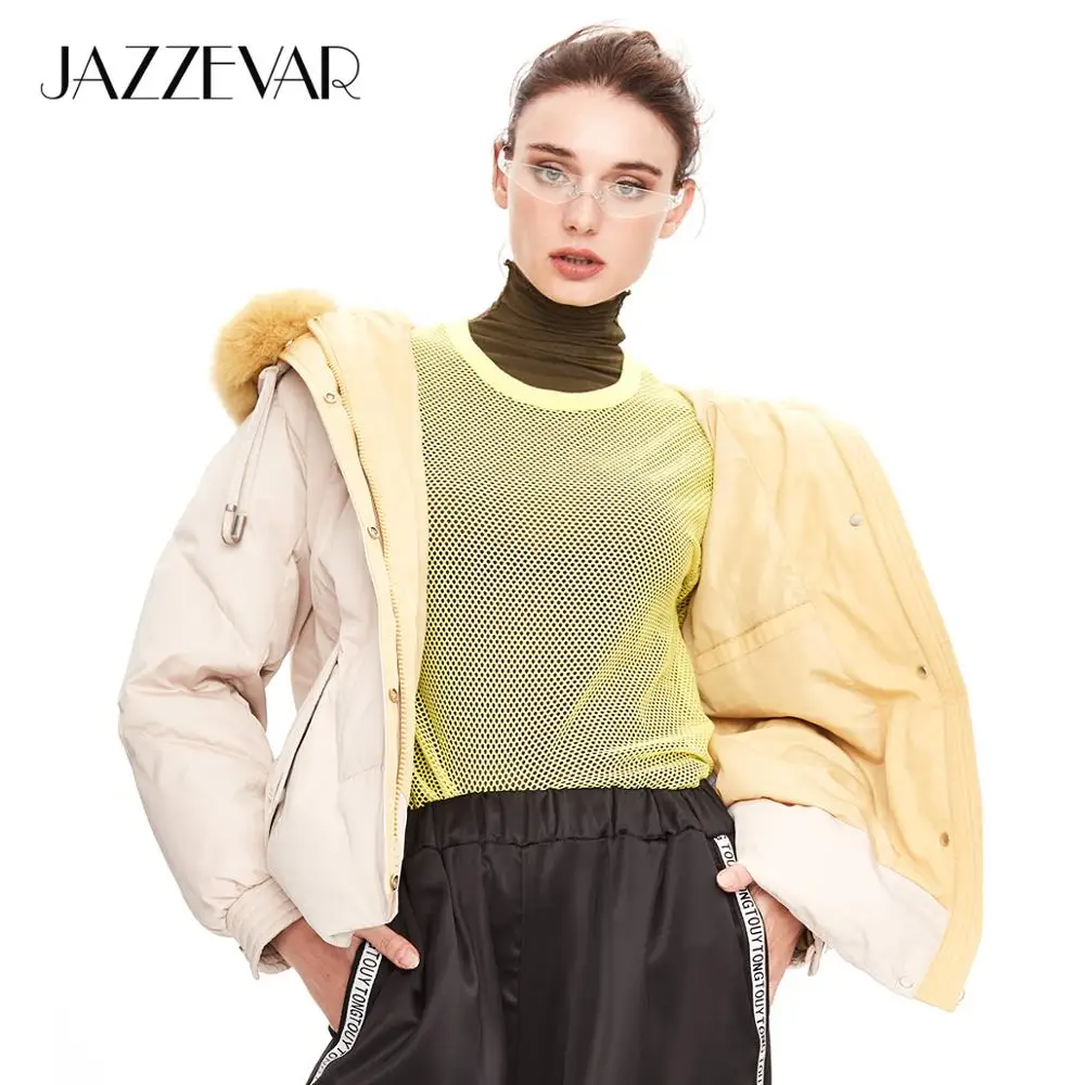 JAZZEVAR 2019 Winter new arrival down jacket women with a fur high quality hood short for winter zipper W9082 |