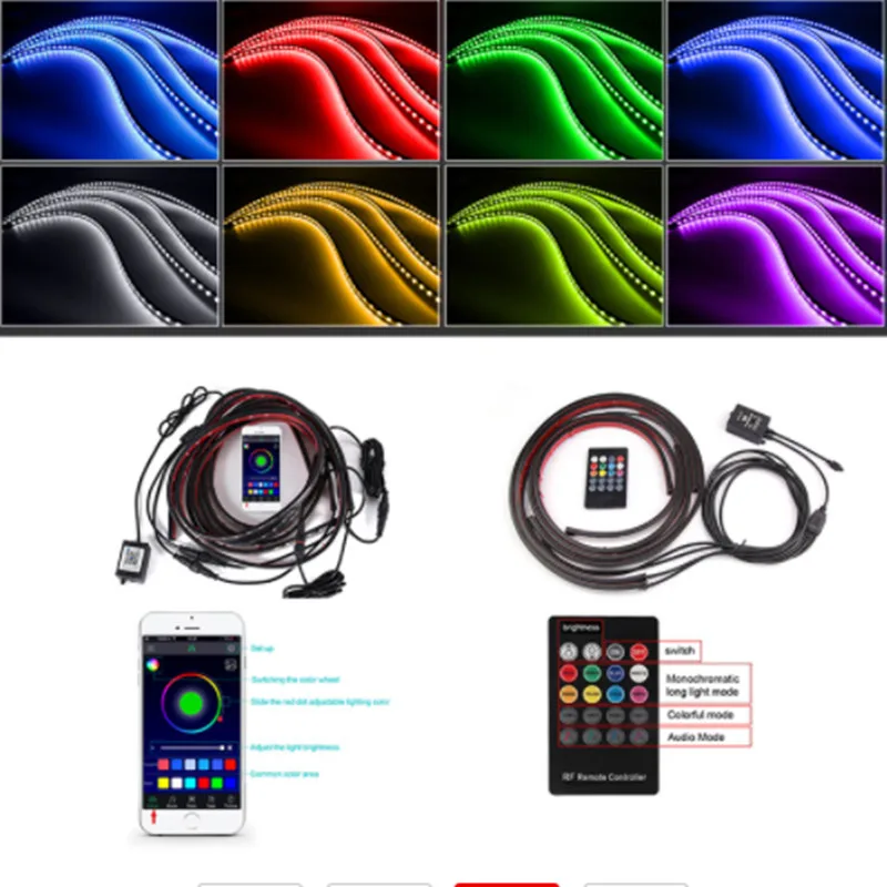 Гибкая светодиодная лента RGB для подсветки автомобиля декоративная лампа с