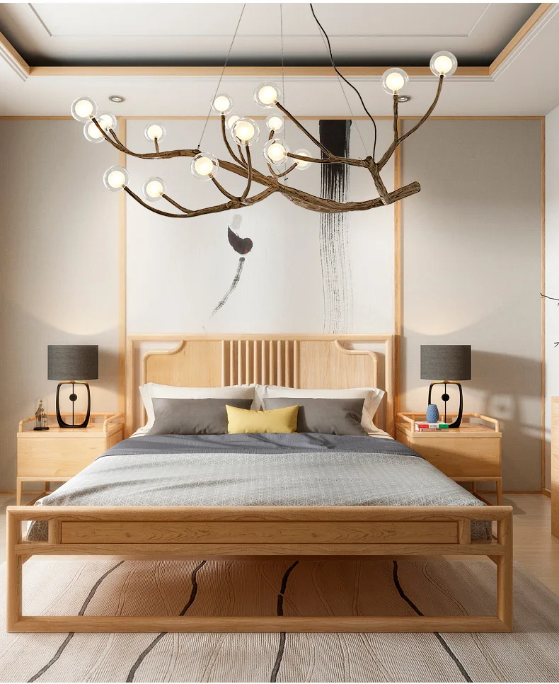 Оригинальная деревянная цветная креативная люстра в скандинавском филиале