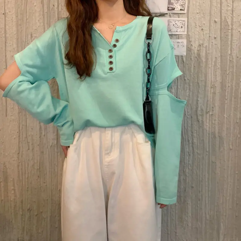 

ZCSMLL Knitwear autumn 2021 new women's Korean version of loose and versatile blouse long-sleeved pullover bottoming shirt