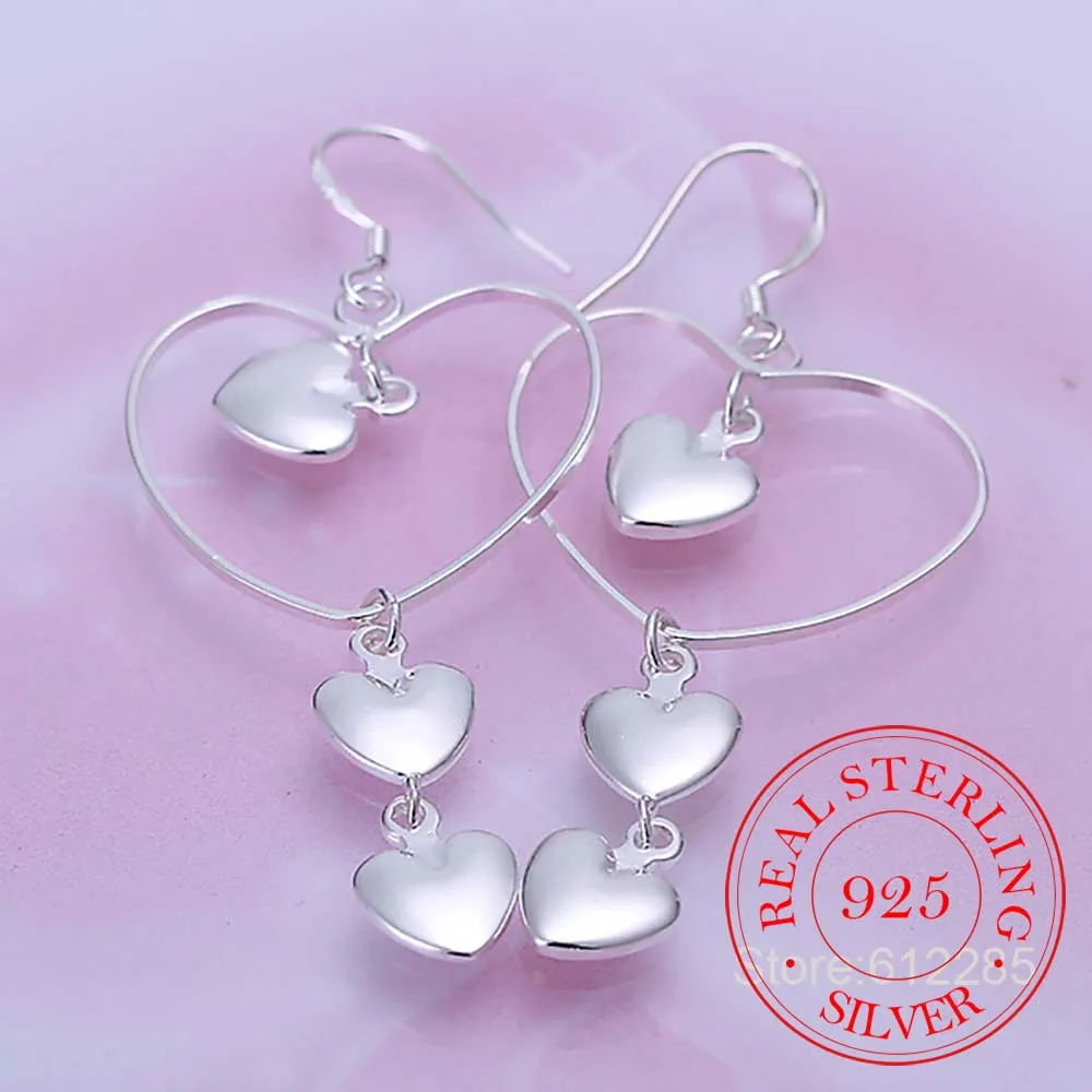 Серьги подвески женские из серебра 925 пробы свадебные ювелирные изделия модные