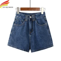 high waist denim shorts for women 2021 summer new blue black wide leg loose short jeans pockets korean style bermuda shorts