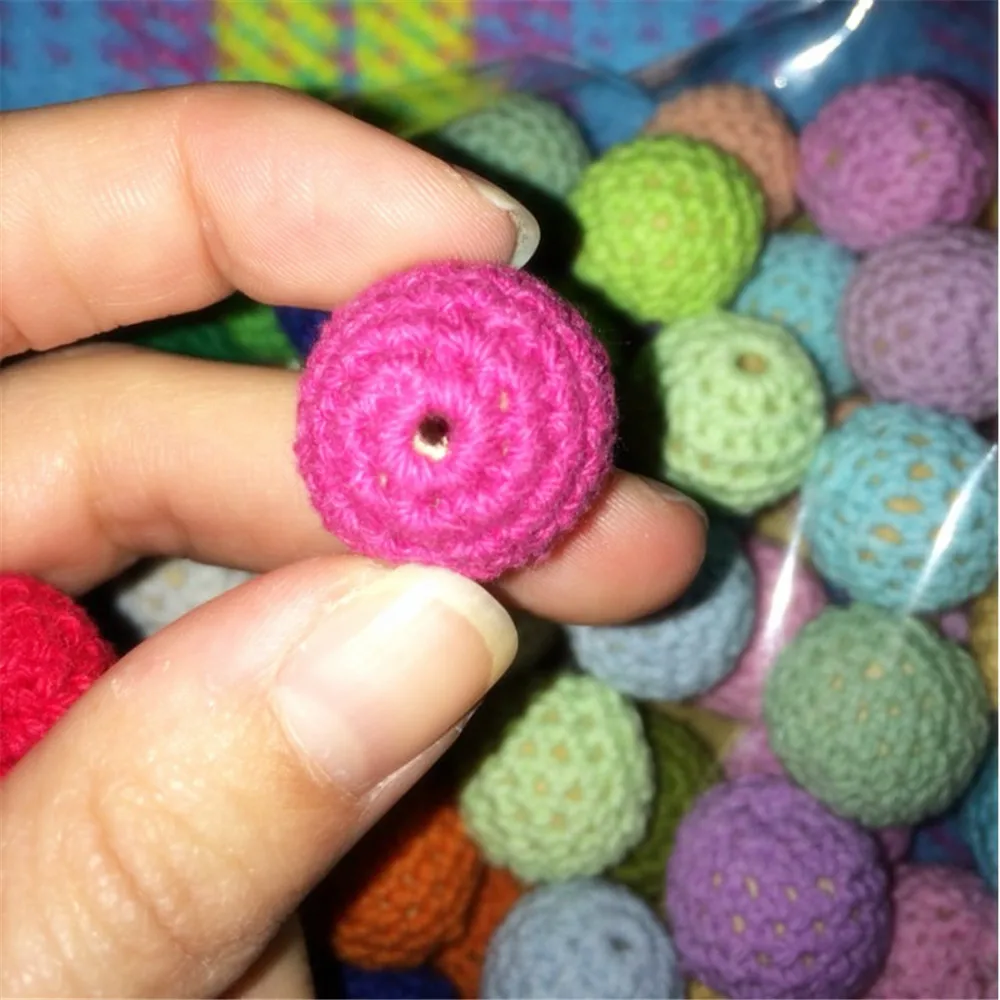 Chenkai-Cuentas redondas de ganchillo de 20mm, bolas de cuentas de madera para decoraci&oacute;n DIY, mordedor de madera para beb&eacute;, joyer&iacute;a, collar, pulsera, juguete, 10 Uds.-4