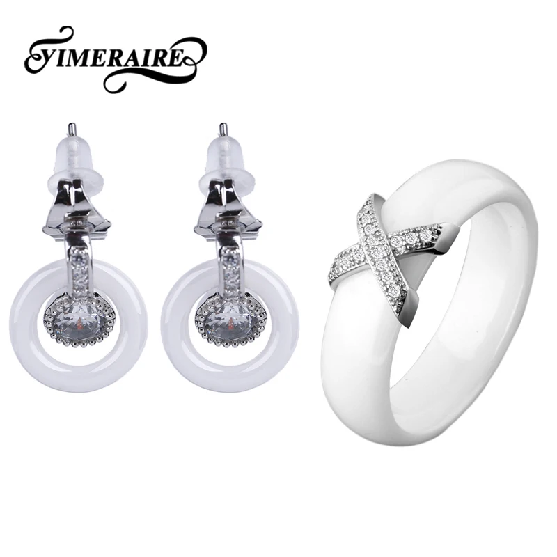 Лидер продаж женские круглые серьги-гвоздики и керамическое кольцо с крестиком