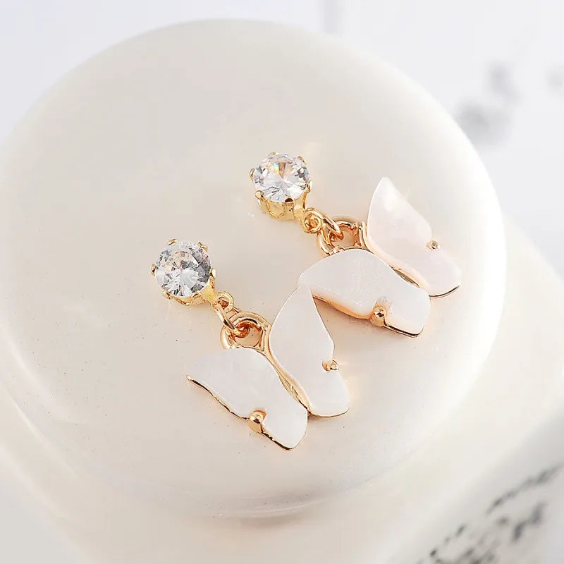 

Women Jewelry Creative Sweet Colorful Zircon Acrylic Butterfly Earrings Birthday Gift