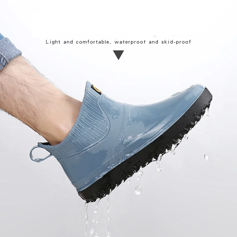 Резиновые ботинки для мужчин галоши на резиновой подошве короткие резиновые