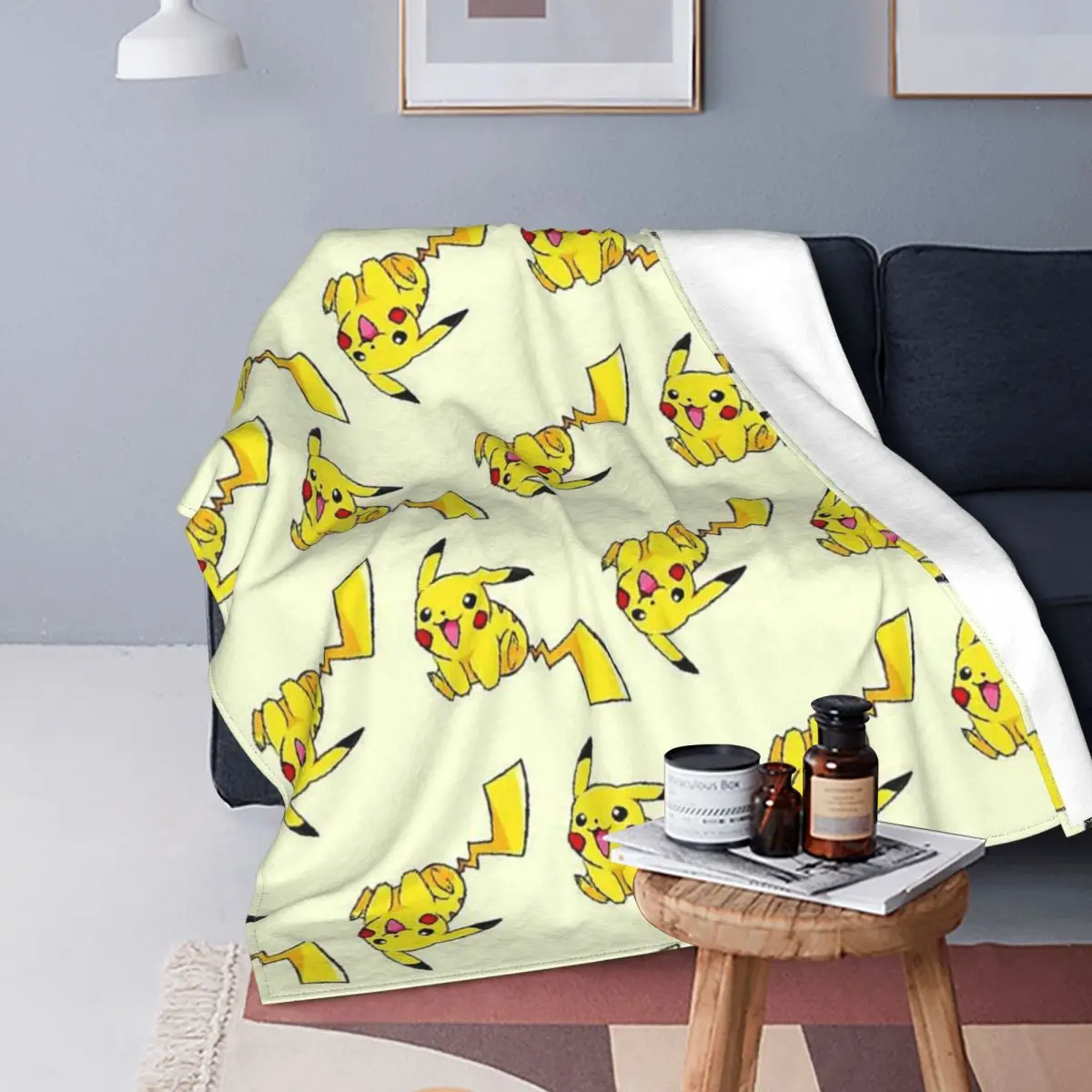 

Bikachu Animal Mouse Blankets Flannel Summer Anime Japan Multifunction Warm Throw Blankets for Sofa Car Bedspread