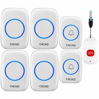 cacazi smart home wireless pager doorbell old man emergency alarm call bell led us eu uk plug 80m remote electronic bell 220v