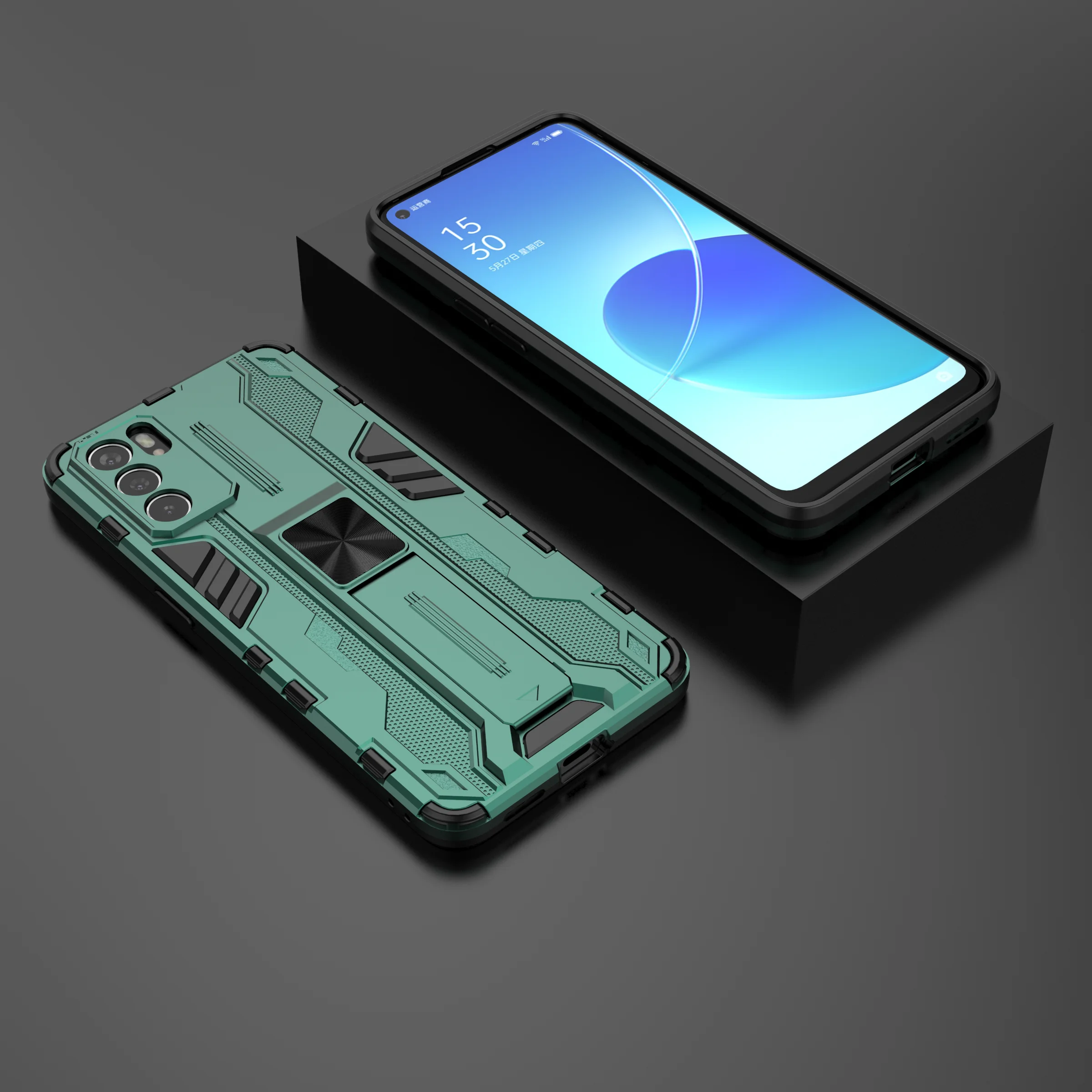 

Luxury Shockproof Armor Invisible Magnetic Bracket Phone Case For OPPO K9 F19 Find X3 Reno 5F 5Z 5 6 Pro Plus Lite 4G 5G Cover