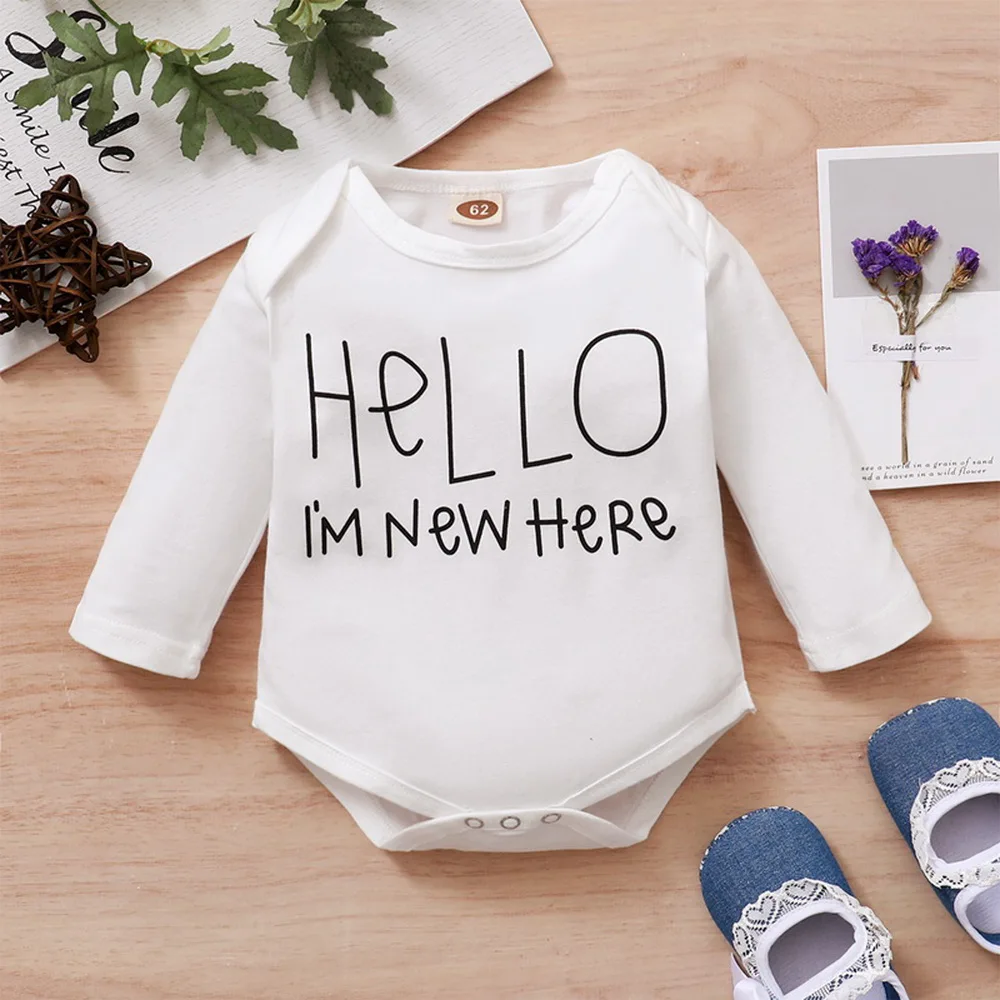 

Newborn Baby Girls Romper Summer New Toddler Long Sleeve Cotton Clothes Girls Letter Print O-Neck Playsuit & Clothing 0-18M D30
