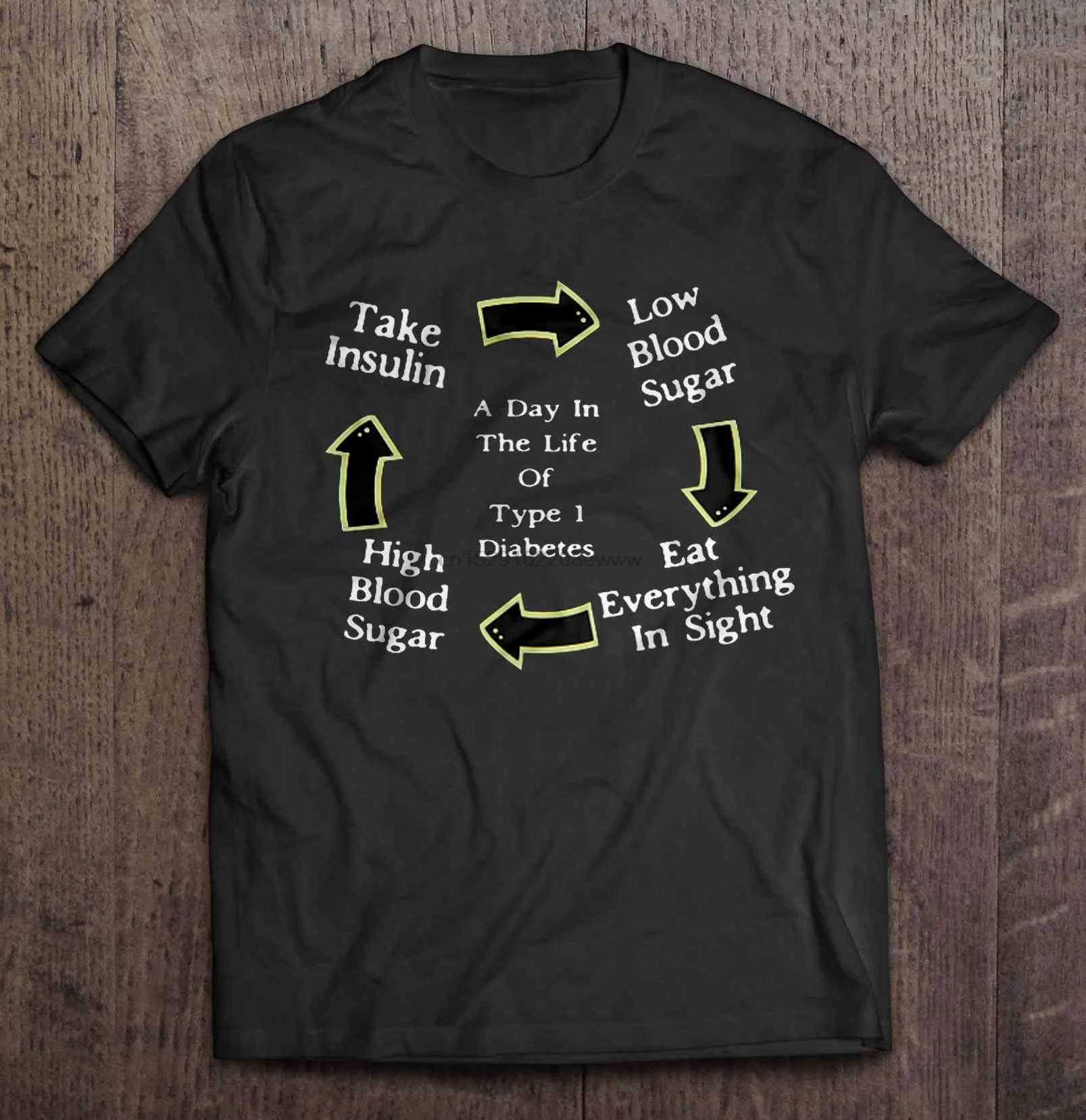Мужская футболка в день жизни диабета 1 типа принимает инсулин с низким