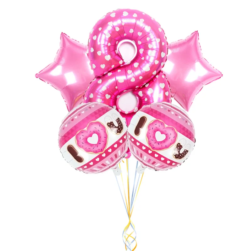 5 шт./лот пончик Star воздушный шарик из фольги в форме 32 дюйма розовый шара с цифрой