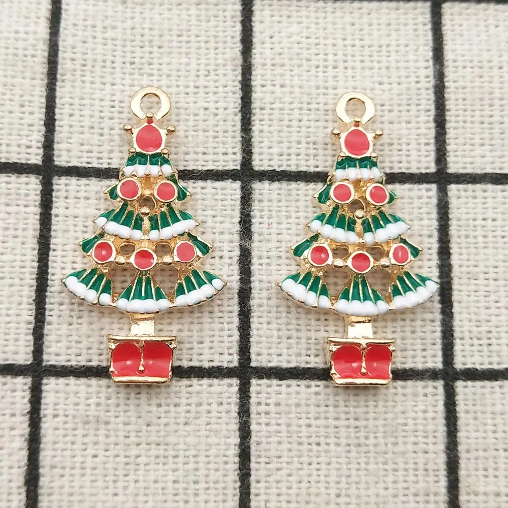 10 шт. эмалированная подвеска на рождественскую елку, аксессуары для ювелирных изделий, серьги, подвески, браслет, ожерелье, подвески «сделай сам», фурнитура 16x28 мм