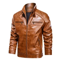 2021new spring and autumn mens casual pu leather jacket jacket stand up collar simple trendy all match short leather jacket men