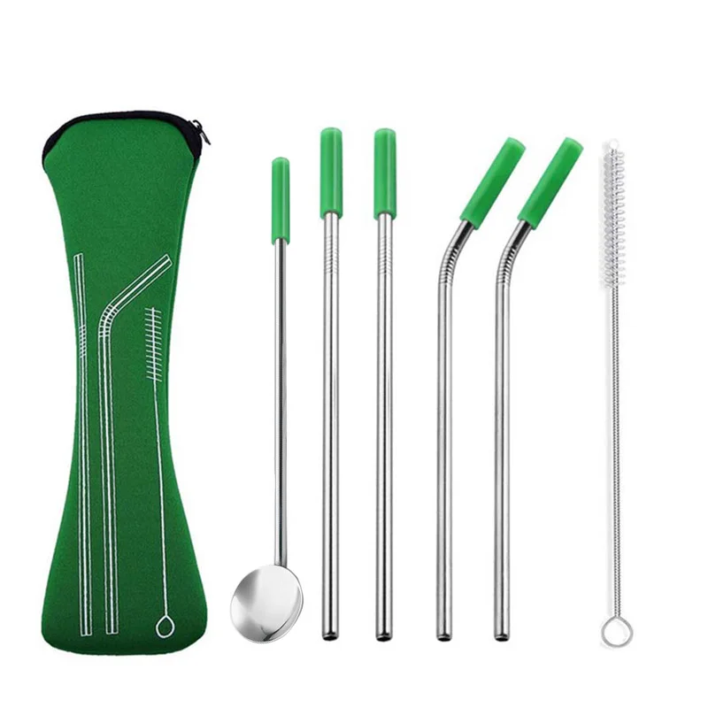 5 шт. многоразовые силиконовые трубочки для напитков из нержавеющей