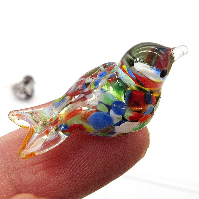 Custom New Handmade Mini Hook Wire Feather Design Glass Bird Figurine Easter Lovely Small Animal Ornament Home Decor Accessories | Дом и сад