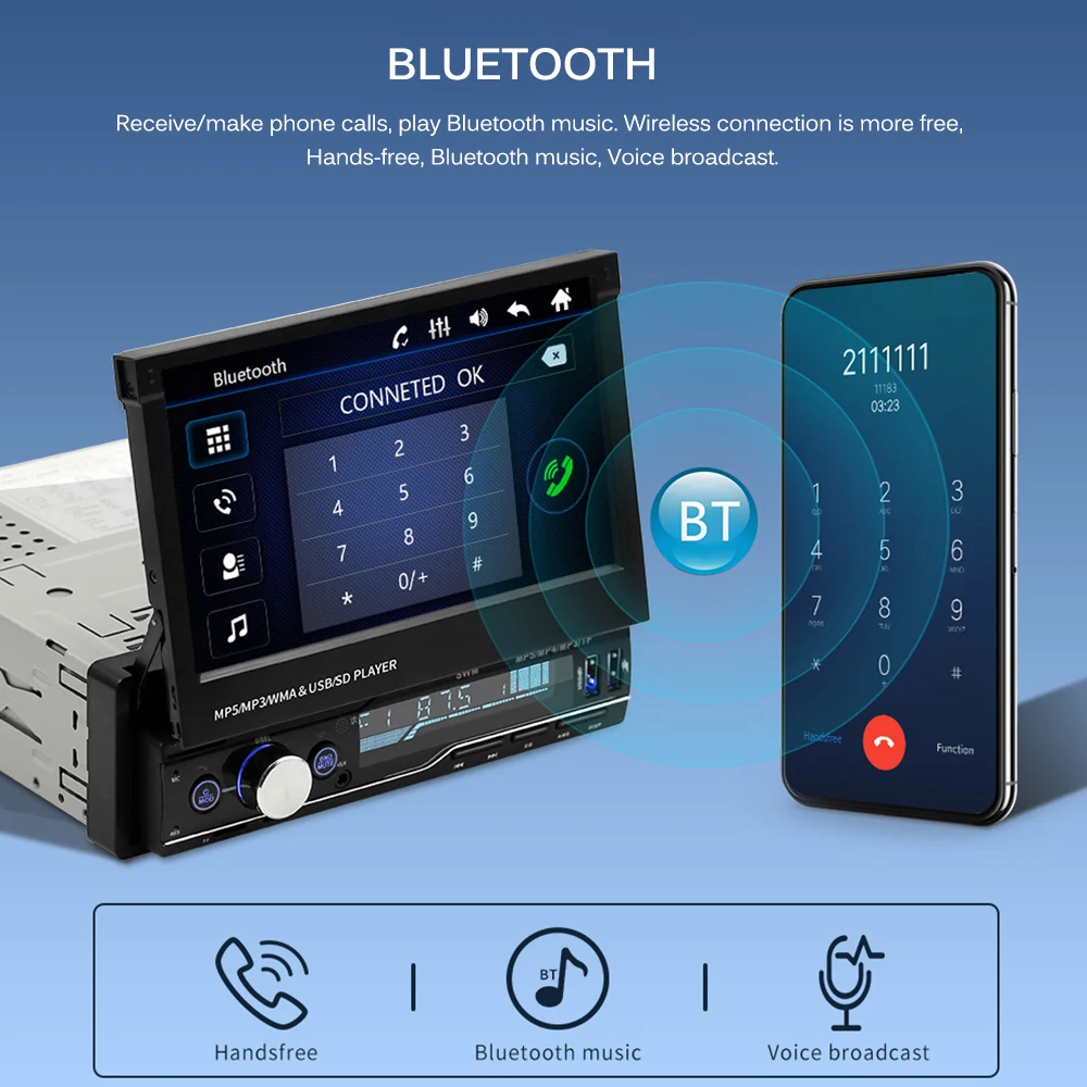MP5 плеер с 7 дюймовым экраном Bluetooth 2 USB порта FM радио AUX MP5|Автомобильные