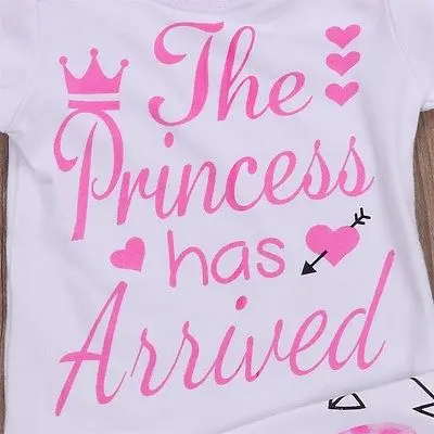 Pudcoco Girl Suits 3PCS Newborn Infant Baby Girls Clothes Playsuit Romper Pants The Princess Has Arrived Outfit Set | Мать и ребенок