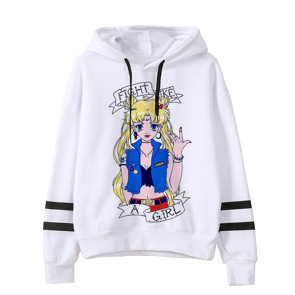 Сейлор свитшот с Луной кошкой Харадзюку корейский стиль ulzzang kawaii 90s мультфильм одежда пуловеры негабаритных с капюшоном уличная - Цвет: 3059