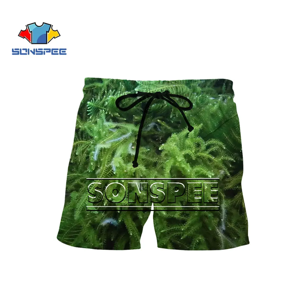 

SONSPEE 3D Printing 2021 Summer New Seaweed Fashion Harajuku Cozy Cute Casual Beach Seabed Shorts Unique Green Plus Size Shorts