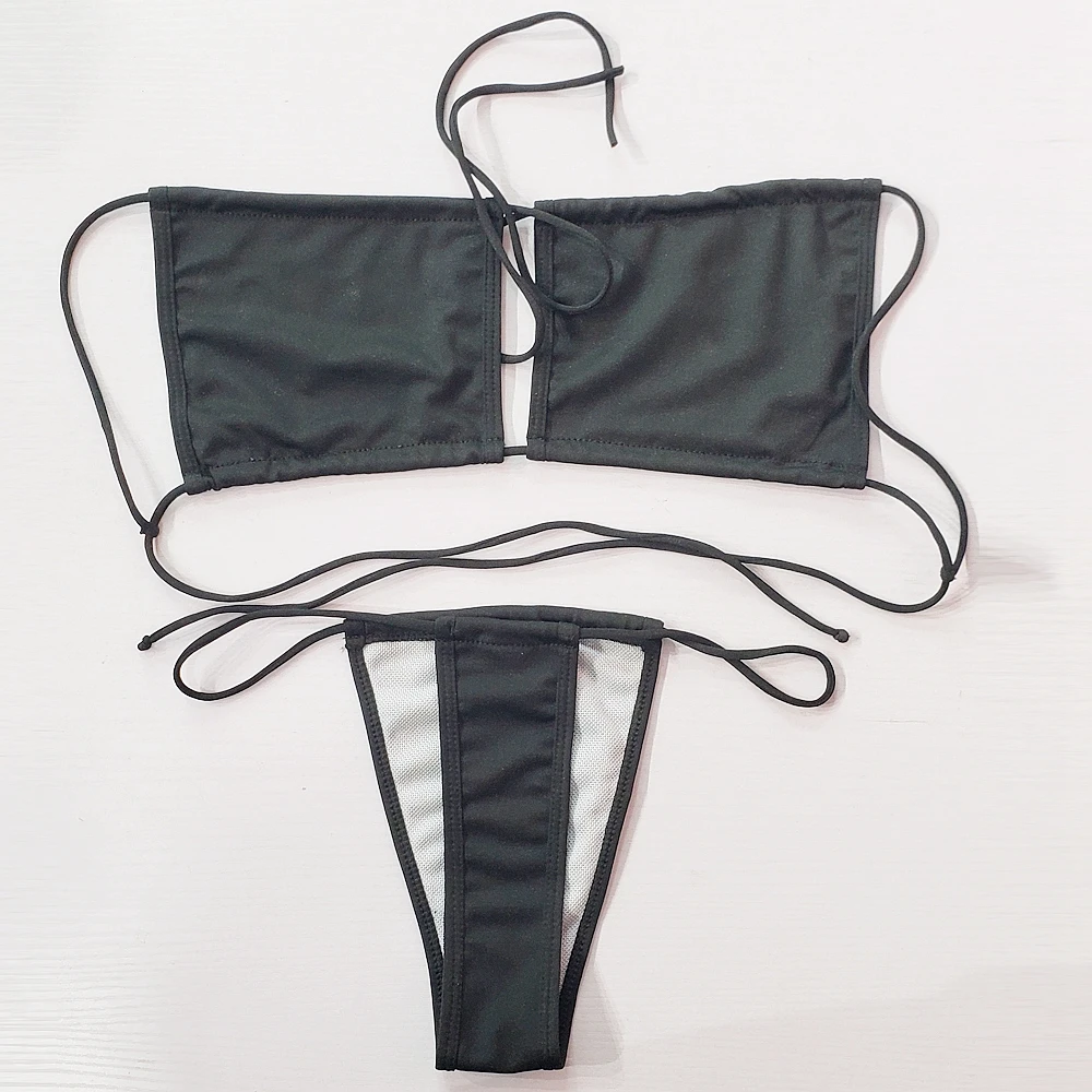 

SWIMMART High Cut Bikinis Micro Thong Sexy Swimsuit Women Swimwear 2021 Summer Bathing Suits Bikini Set Halter Biquini