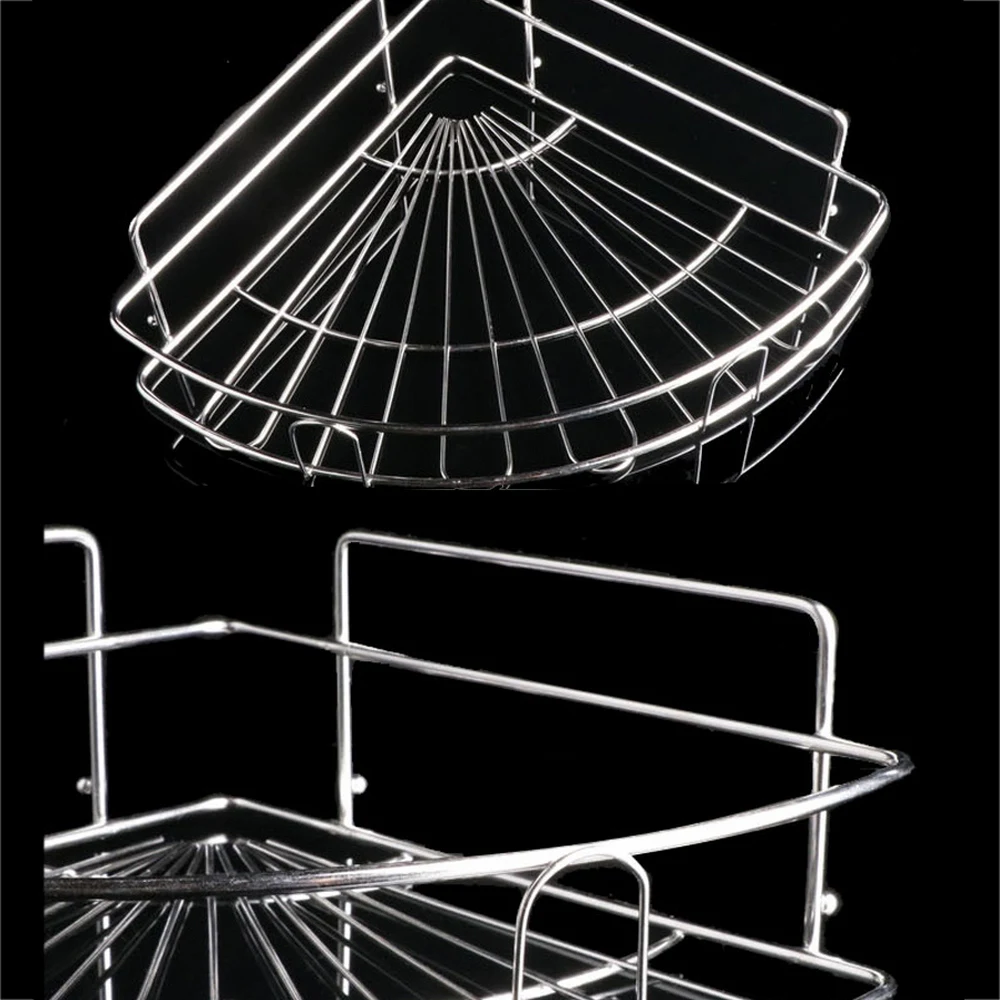 

Kitchen Storage Shelf Stainless Steel Organizer Rack Holder Bathroom Corner Shelf Shampoo Soap Cosmetic Storage Tools Tray