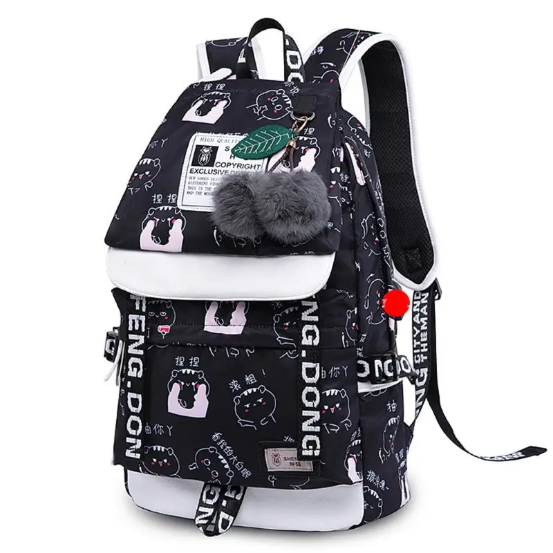 

Women School Nylon Backpack with USB Port Travel Rucksack Laptop Casual Daypack Shoulder Bag