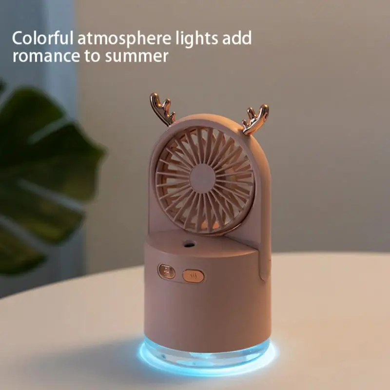 

Summer 1pc Cute Portable Mini Fan Handheld USB Chargeable Desktop Fans Summer Air Cooler Office Spray Fan Hydrating Fan