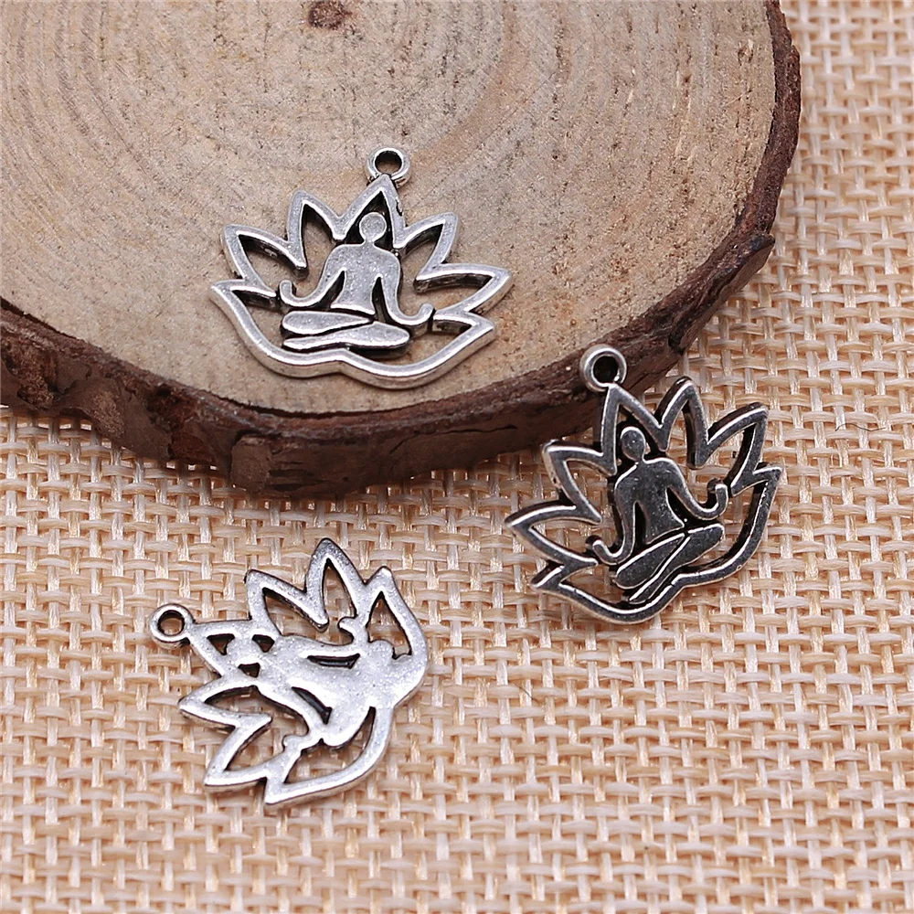 

Charms for Jewelry Making Findings Handmade DIY Craft 20pcs Antique Silver Color 18x17mm Lotus Buddha Statue Charms Pendant