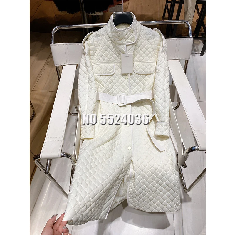 

Женское длинное пальто в клетку, однотонное теплое пальто с длинным рукавом и высоким воротником на осень и зиму, 2021