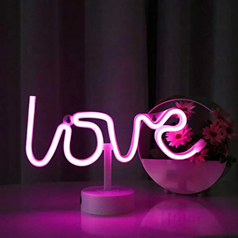 

Love Neon Sign Battery Operated LED Neon Light Wall Decor for Party Home Lamp, Table Decoration Christmas Kids Gift
