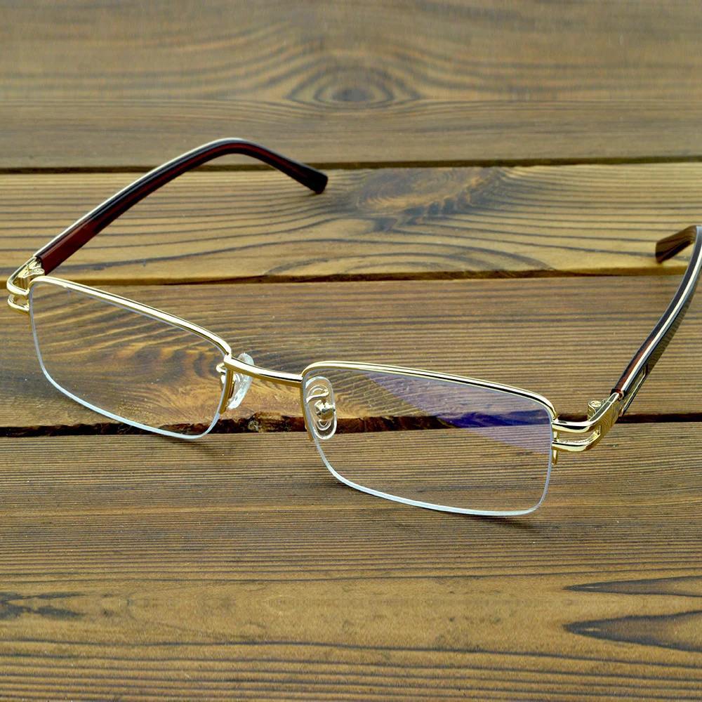 Деловые Стильные Золотые очки для чтения мужчин с чехлом из искусственной кожи + 0