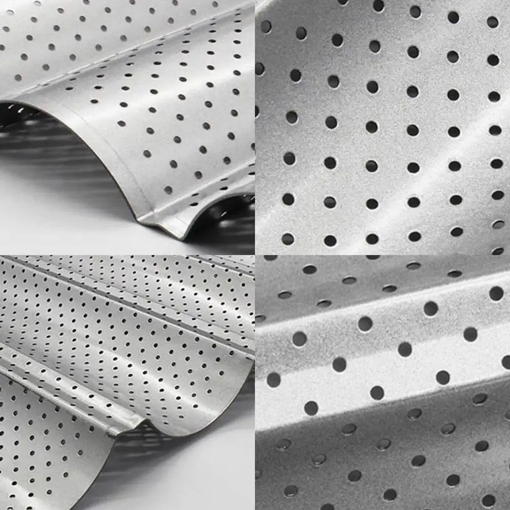 

U-Shape Non-Stick Perforated French Bread Pan Baguette Stick Mold Wave Baker Stainless Steel Baking Mould Tools