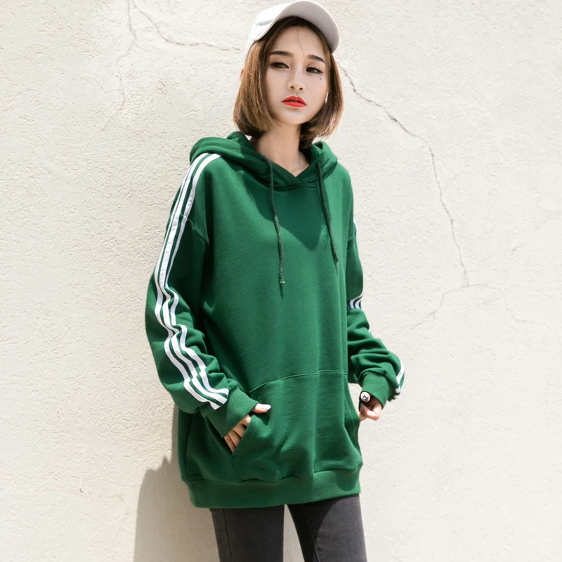 

Новинка Осень-зима толстый зеленый свитер Zisuo с флисовой подкладкой женское Свободное пальто в полоску в стиле бойфренд с капюшоном корейск...