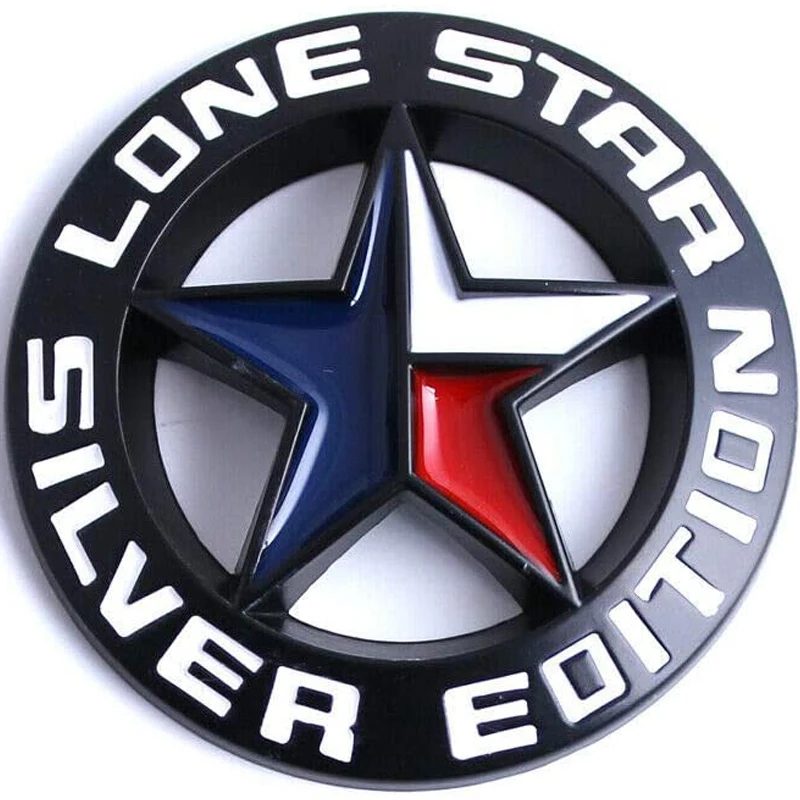 

Одинокая звезда Серебристая версия металлическая наклейка с логотипом на автомобиль эмблемы для машины, украшеющие наклейки для универсал...