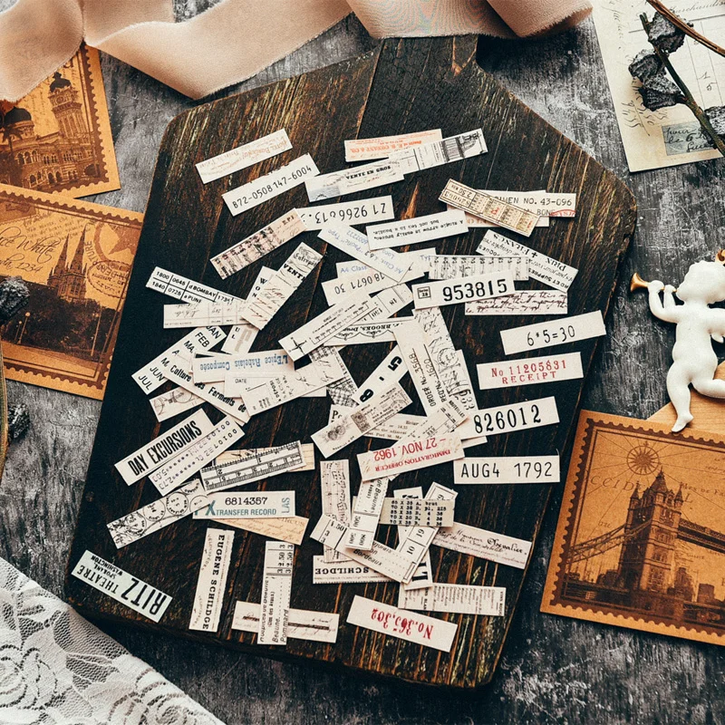Бумажные наклейки для скрапбукинга почтовый штамп в стиле ретро с цифрами 70 шт.