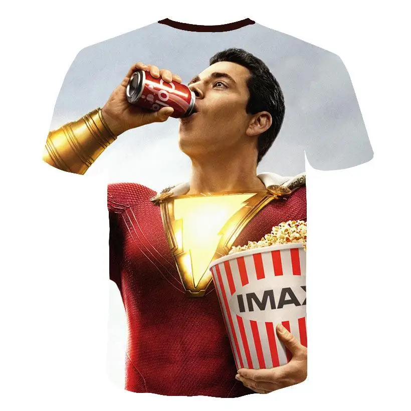 Shazam/футболки с 3D принтом Детская футболка детские топы для мужчин новинка 2019 года
