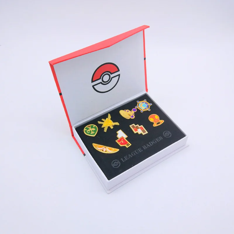 Значки с покемоном 6 шт. броши в виде Kanto Johto Hoenn Sinnoh Unova Kalos региона лиги Orange Island Box