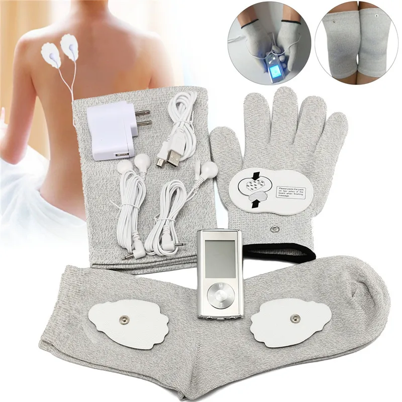 

20TENS / EMS electric digital massage fiber gloves/socks knee pads hand relief massager muscle stimulator treatment health care