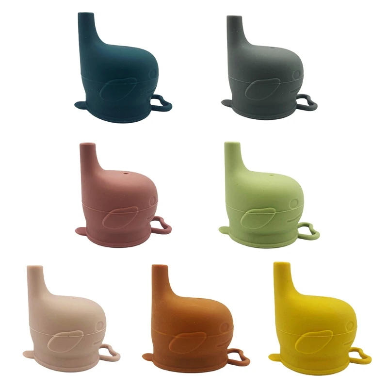 

Baby Food Grade Silicone Sippy Cup Lid Water Bottle Cap Dolphin Shaped Spill Proof Straw Mug Cover Case