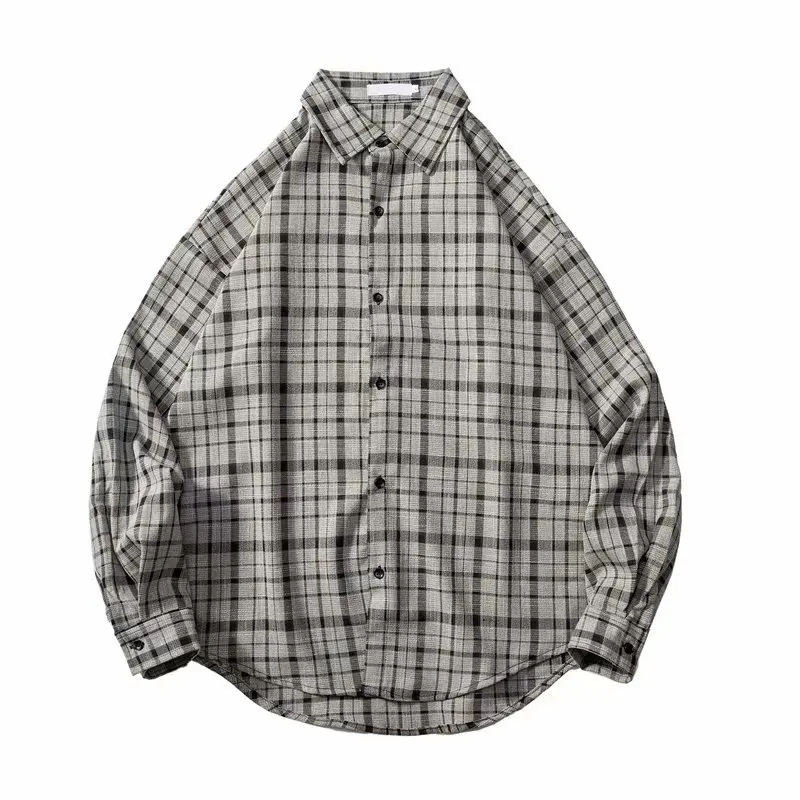 

Men Clothing 2021 Ins Plaid Long-sleeved Shirt Boys Fashion Top Tide Brand Spring Korean Trend Camisas Para Hombre