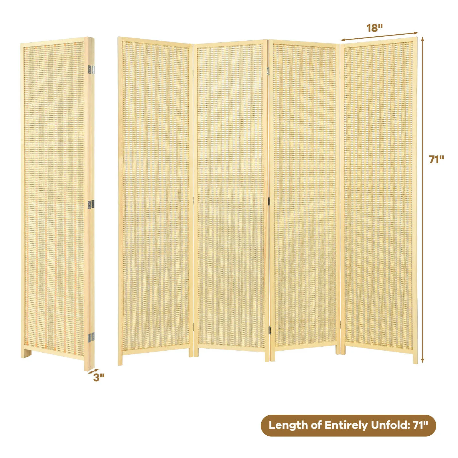 

4 Panel Room Divider Screen Portable Folding 6 ft Partition Screen HW67710NA
