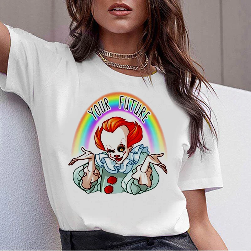 

Joker Short Sleeve Graphic Tees Clown funny short T-shirt Women Ladies Casual Harajuku Graphic T-shirt Short Sleeve Kawaii Tee