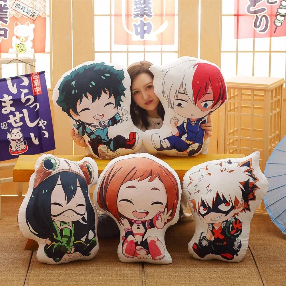 

1pc 40/55cm Lovely Anime Bakugou Katsuki Todoroki Shoto Midoriya Izuku Bolster Plush Boku No Hero Academia Pillow Cartoon Toys