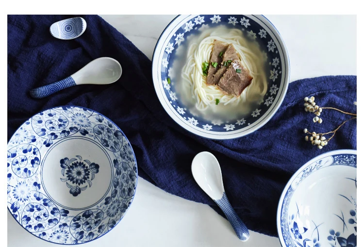 7 дюймов Японская чаша Ramen керамическая чаша для лапши дизайн лотоса Орхидея большая чаша креативный Ресторан Бытовая Ретро миска для супа