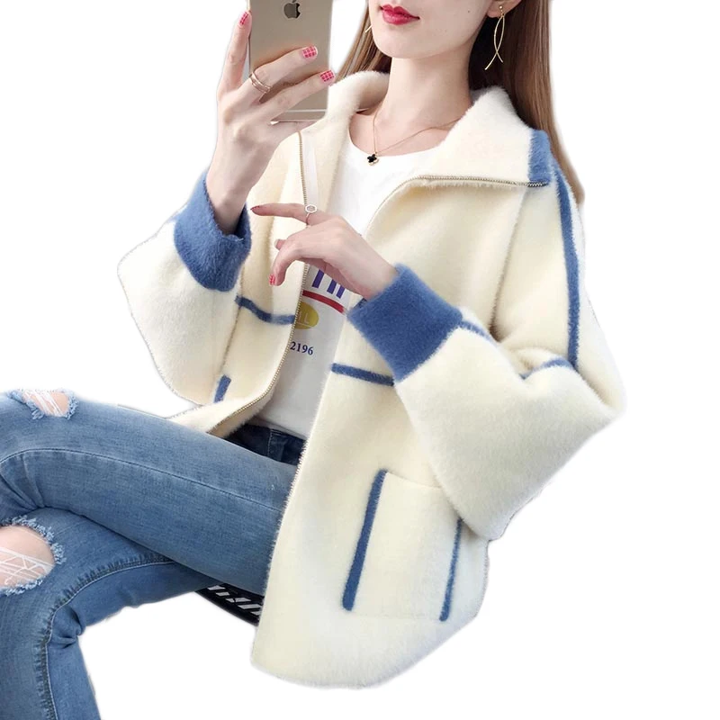 NEW Top Selling Product European Fashion Youth Clothing Fur Outerwear Women Shaggy Coat Imitate Mink Cashmere Short Jacket 2004